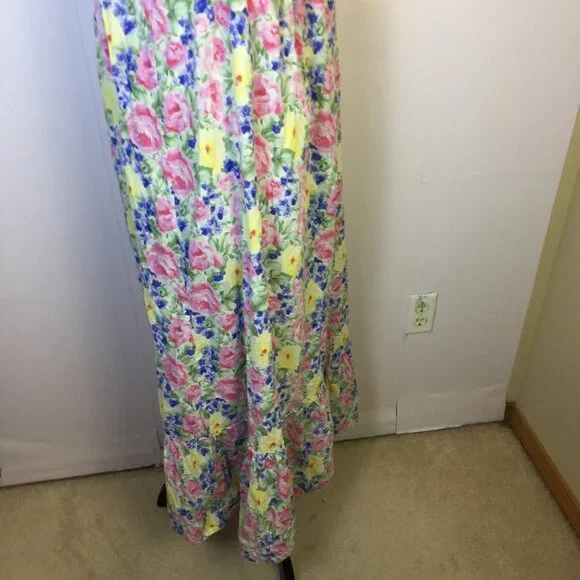 Eileen West Long Cami Nightgown Size M Womans Pink Floral Cotton Vtg Cottagecore - Picture 12 of 13
